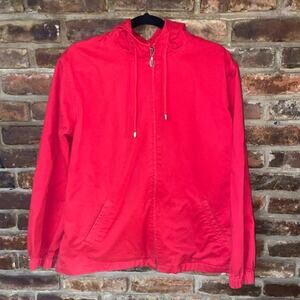 Christopher & Banks Red Canvas Full Zip Jacket Coat Women's Size Medium